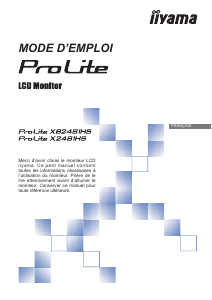 Mode d’emploi iiyama ProLite XB2481HS Moniteur LCD