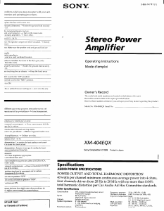 Manual Sony XM-404EQX Car Amplifier