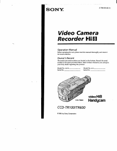 Manual Sony CCD-TR100 Camcorder