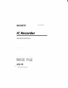 Handleiding Sony ICD-70PC Audiorecorder