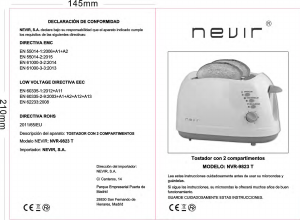 Handleiding Nevir NVR-9823T Broodrooster