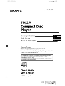 Mode d’emploi Sony CDX-CA850FP Autoradio