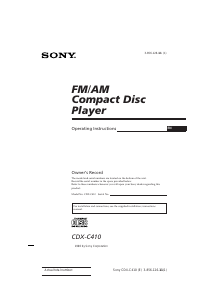 Manual Sony CDX-C410FP Car Radio