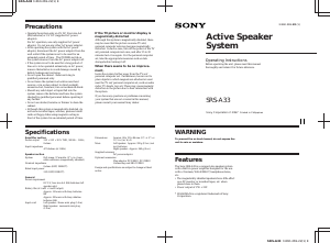 Manual Sony SRS-A33 Speaker