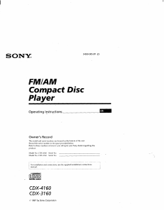 Manual Sony CDX-3160FP Car Radio