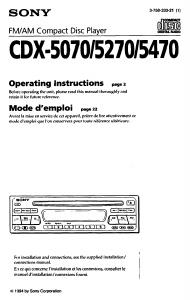 Mode d’emploi Sony CDX-5070 Autoradio