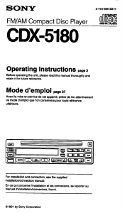 Manual Sony CDX-5180FP Car Radio