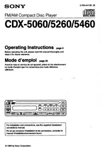 Manual Sony CDX-5260FP Car Radio