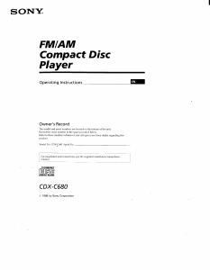 Manual Sony CDX-C680FP Car Radio