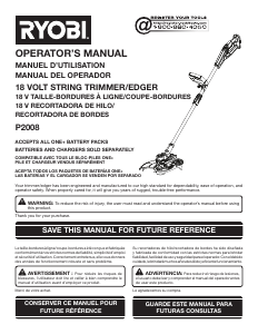 Manual Ryobi P2008 Grass Trimmer