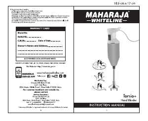 Handleiding Maharaja Whiteline Torsio+ Staafmixer