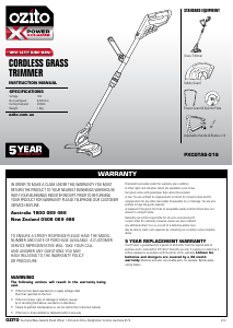 Manual Ozito PXCGTAS-018 Grass Trimmer