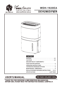 Manual AusClimate WDH-1920EA Dehumidifier