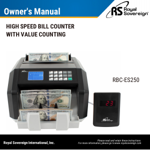 Manual Royal Sovereign RBC-ES250N Banknote Counter