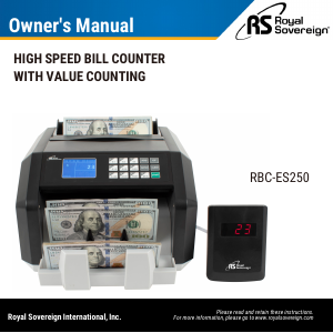 Manual Royal Sovereign RBC-ES250 Banknote Counter