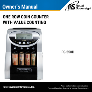 Manual Royal Sovereign FS-550D Coin Counter