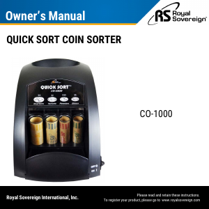 Manual Royal Sovereign CO-1000N Coin Counter