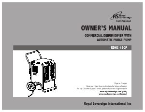 Handleiding Royal Sovereign RDHC-190P Luchtontvochtiger