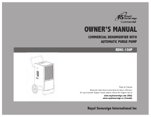 Manual Royal Sovereign RDHC-150P Dehumidifier