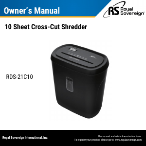 Manual Royal Sovereign RDS-21C10 Paper Shredder