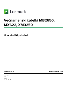 Priročnik Lexmark XM3250 Večfunkcijski tiskalnik