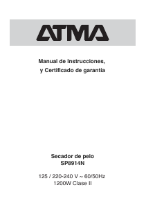 Manual de uso Atma SP8914N Secador de pelo