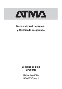 Manual de uso Atma SP8944N Secador de pelo