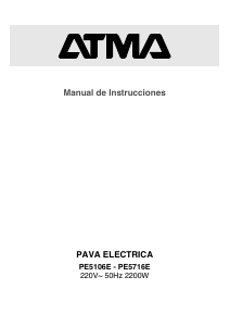 Manual de uso Atma PE5106E Hervidor