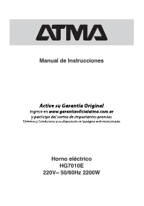 Manual de uso Atma HG7010E Horno