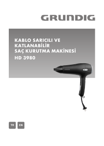 Kullanım kılavuzu Grundig HD 3980 Saç kurutma makinesi