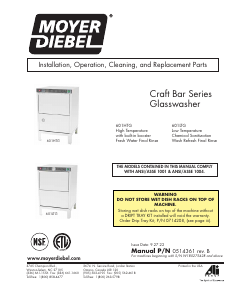 Manual Moyer Diebel 601LTG Glasswasher