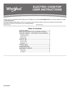 Mode d’emploi Whirlpool WCE97US6KB Table de cuisson
