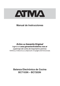 Manual de uso Atma BC7103N Báscula de cocina