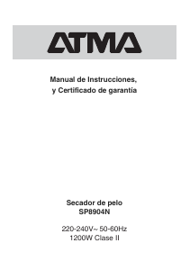 Manual de uso Atma SP8904N Secador de pelo