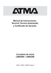 Manual de uso Atma LM8526E Batidora