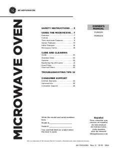 Manual GE PVM9215SF3SS Microwave