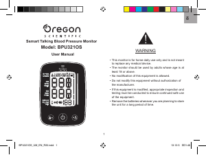 Manual Oregon BPU321OS Blood Pressure Monitor