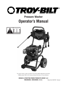 Manual de uso Troy-Bilt 020676 2800 PSI Limpiadora de alta presión