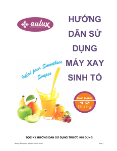 Hướng dẫn sử dụng Aulux SB-20T Máy xay sinh tố cầm tay