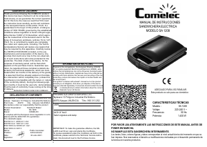 Manual Comelec SA1208 Grelhador de contacto