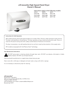 Manual American Dryer GXT9 eXtremeAir Hand Dryer