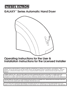 Manual Stiebel Eltron Galaxy 2 Hand Dryer