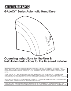 Manual Stiebel Eltron Galaxy 1 Hand Dryer