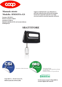 Manuale Coop HM1035A-GS Sbattitore