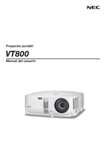 Manual de uso NEC VT800 Proyector