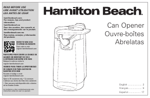 Manual Hamilton Beach 76778 Can Opener