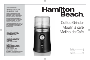 Mode d’emploi Hamilton Beach 80393 Moulin à café
