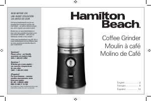 Manual de uso Hamilton Beach 80396 Molinillo de café