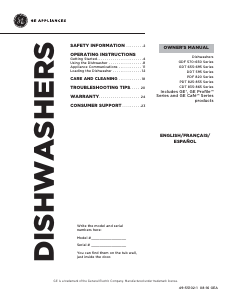 Mode d’emploi GE CDT865SSJSS Lave-vaisselle