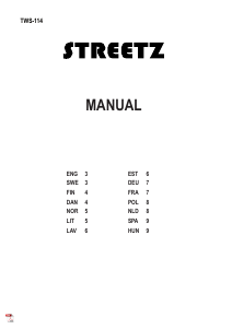 Mode d’emploi Streetz TWS-114 Casque